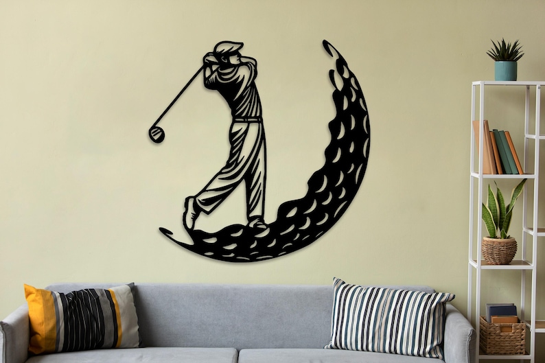 Golf Metal Wall Art, Golf Silhouette Metal Wall Decor, Sports Home Decor, Gift for Golf Player, Golfer Gift for Him, Fathers Deco, Man Cave