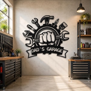 Aangepast metalen garagebord, gepersonaliseerd werkplaatsdecor