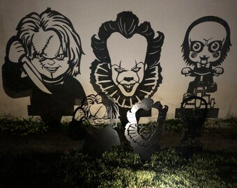 Scary Halloween Metal Yard Sign, Horror Silhouette Decor