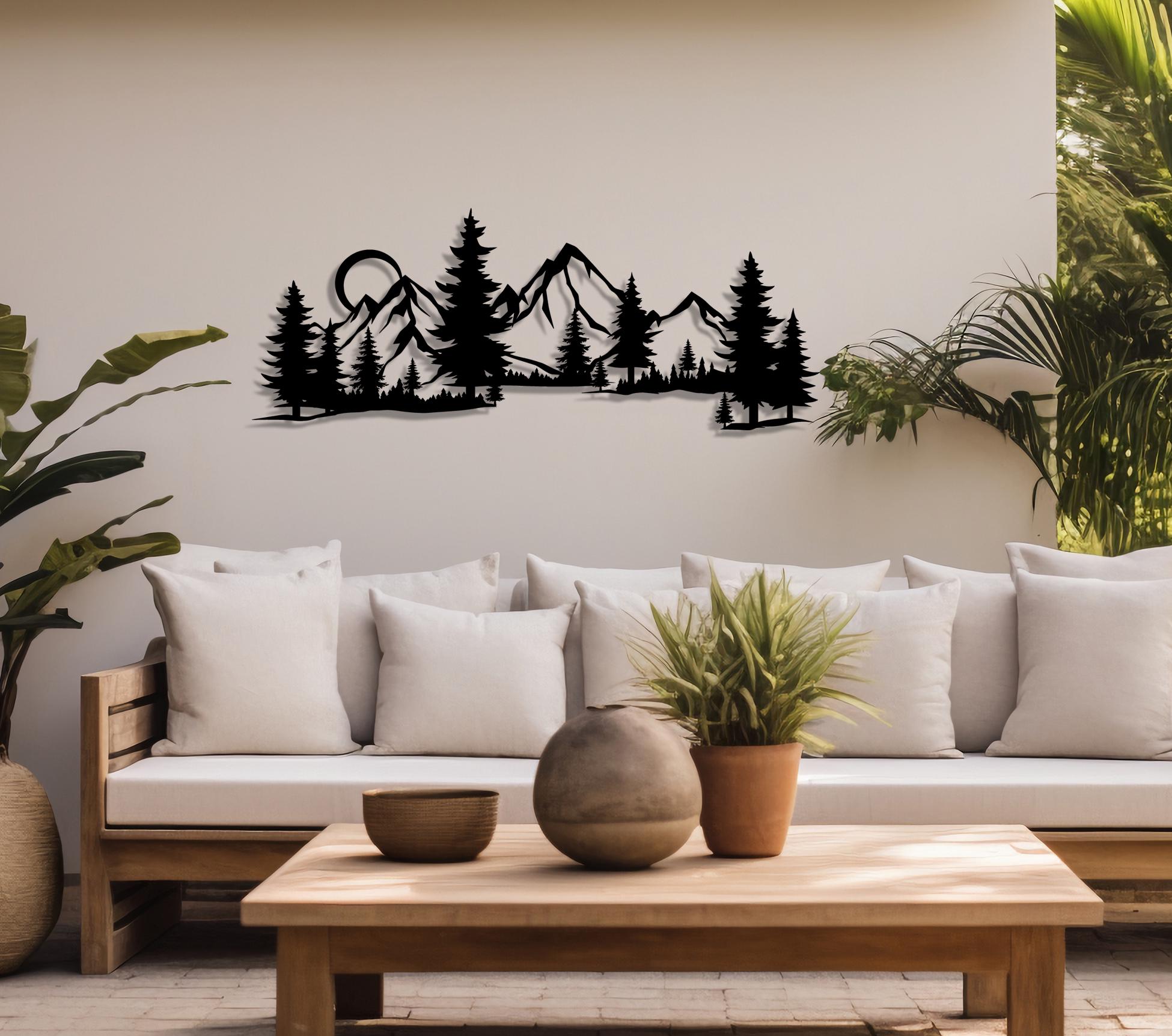 Mountain and Forest Metal Wall Art, Nature Home Decor - Etsy