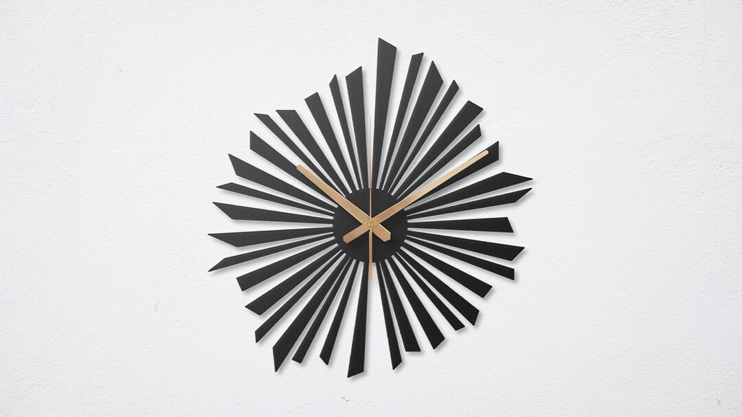 Unique Geometric Metal Wall Clock, Oversized Wall Clock, Contemporary