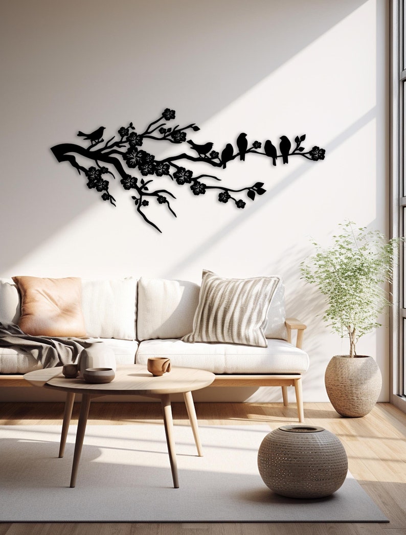 Birds on Cherry Blossom Branch Metal Wall Art, Birds Lover Gift - Etsy