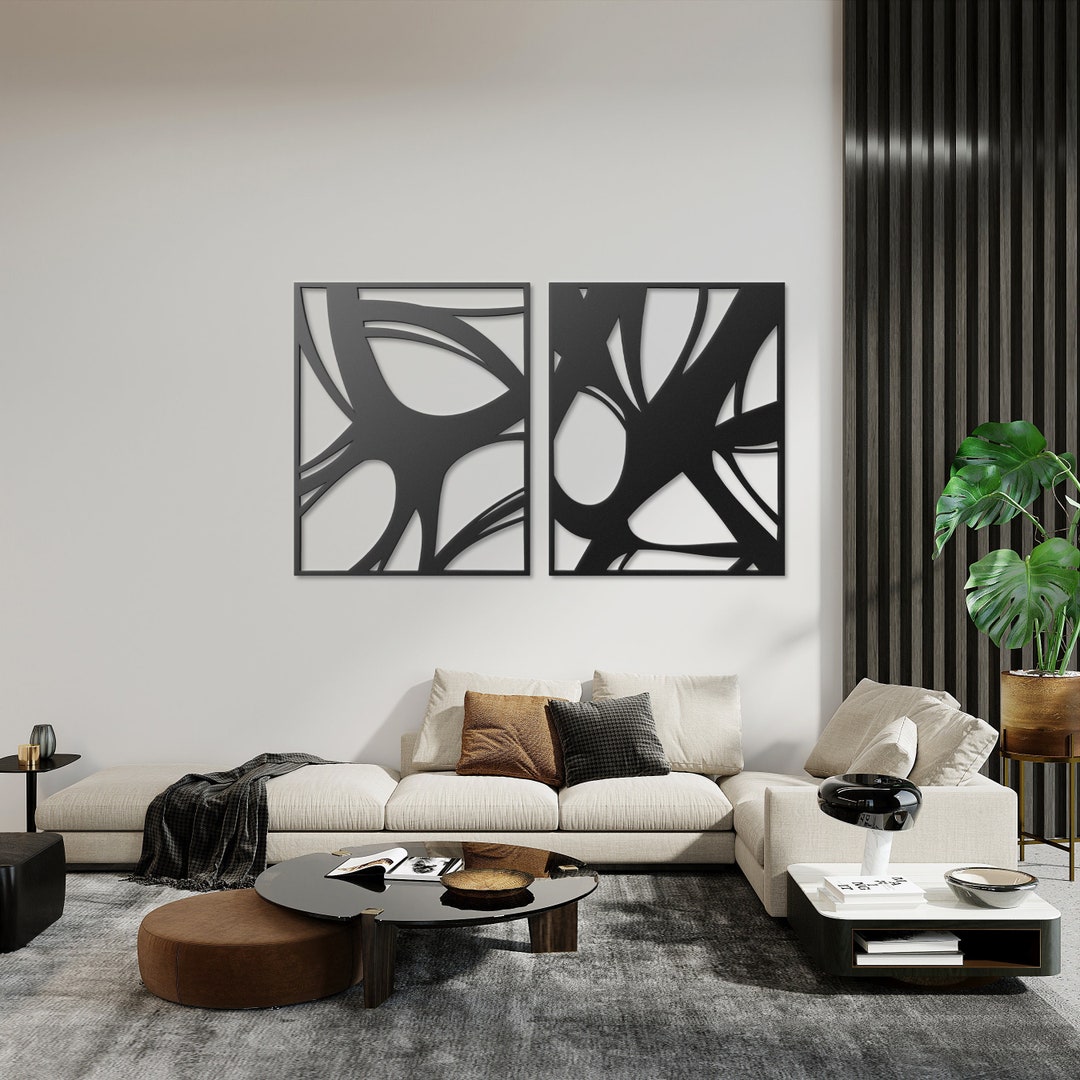 Abstract Metal Wall Art Set of 2, Mid-century Modern Home Decor - Etsy