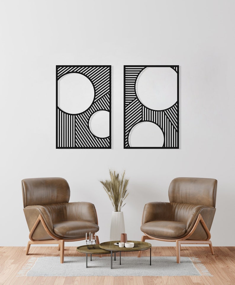 Mid Century Modern Metal Wall Art Geometric Boho Wall Etsy
