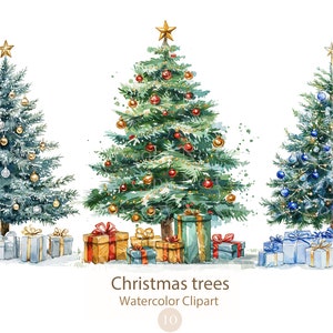 Aquarel kerstboom winter clipart aquarel aquarel kerst kerst clipart PNG. Gedecoreerde kerstboom - Clipart commercieel gebruik