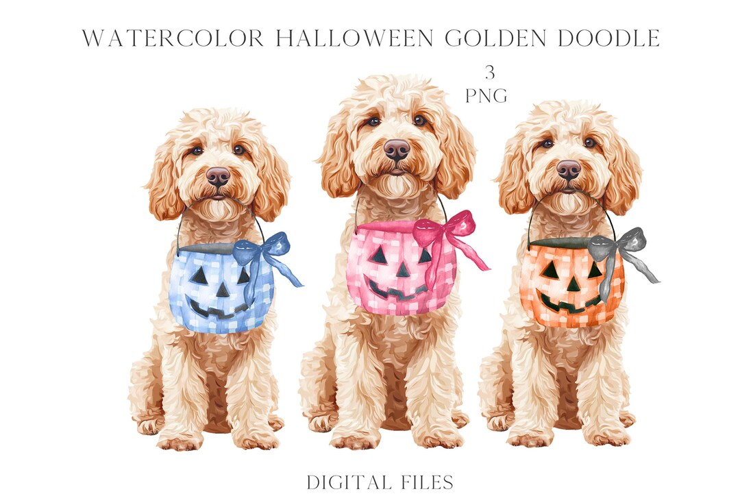 Watercolor Halloween Doodle Dog PNG Clipart, Pumpkin Candy (commercial ...