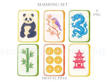 Mahjong Set Tiles  Digital Clipart PNG Clipart Doodles