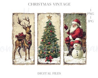Vintage kerstclipart, retro kerstman png (digitale bestanden)