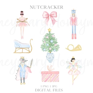 Schiaccianoci PNG JPG, Schiaccianoci rosa blu preppy Ballerina Schiaccianoci rosa Natale PNG Download digitale Fiocco di Natale preppy Coquette