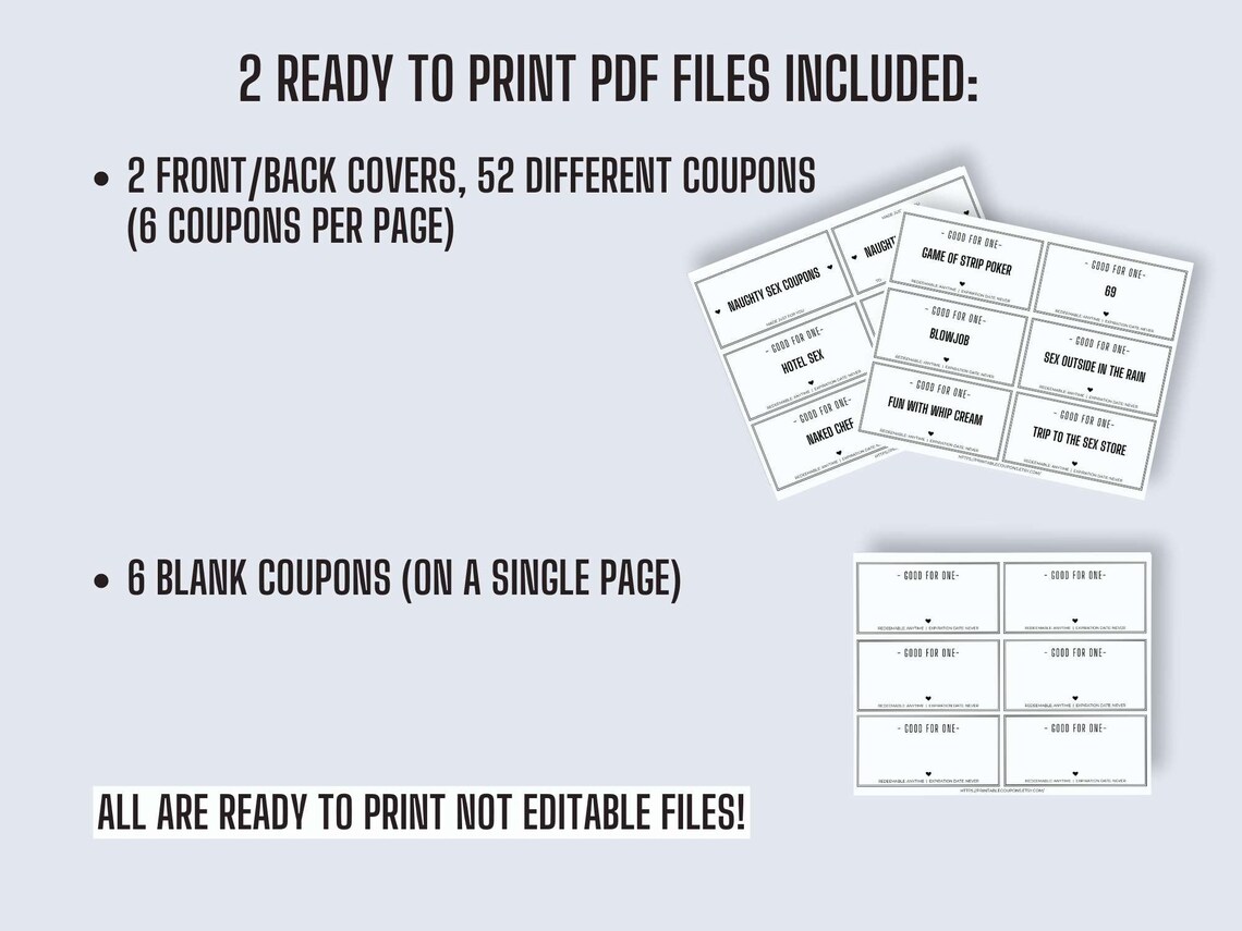 Sex Coupons Printable Gift for Him - Etsy