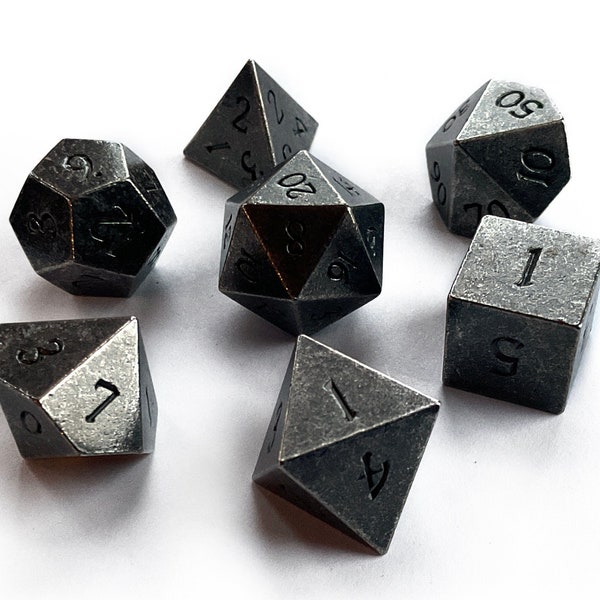 Nickel and Dime - (DnD) Dice, Metal Dice Set (7), Dungeons and Dragons, Tabletop Role Playing Games, RPG