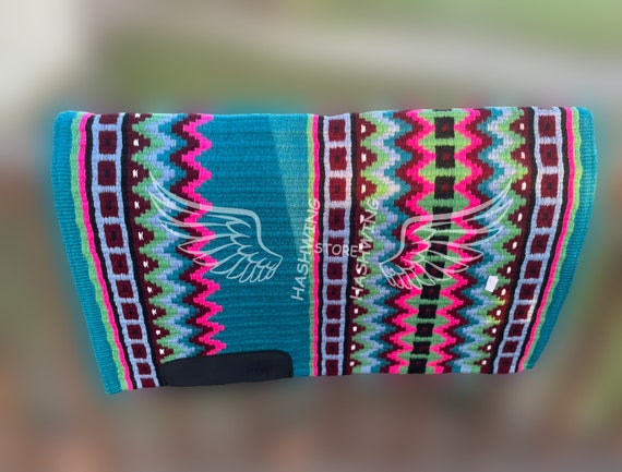 Pink and Turquoise Handcrafted Western Show Pad for Winning Rides, Western Show Pad ,custom saddle pad, Newzeland and Vardhman Saddle Pad