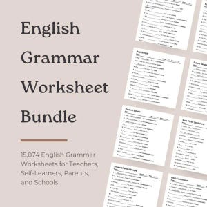 15,074 English Grammar Worksheets | 312,219 Exercises - 197 Topics | Printable English PDFs for ESL Teachers & Students | Instant Download