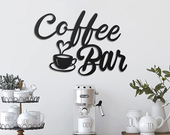 Letrero de pared de metal con diseño de café (barra de café)