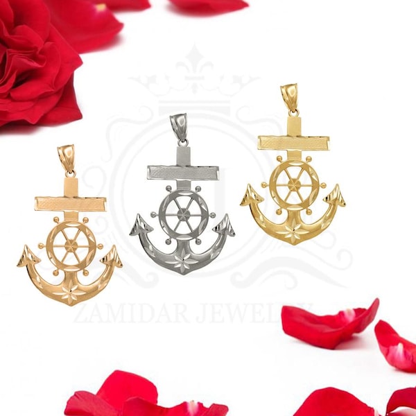 Handgjort sjömanskorshänge: Rosenskuren diamant, 925 sterlingsilver