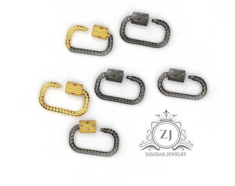 Fermoir mousqueton pavé de diamants : Bijou artisanal en argent sterling