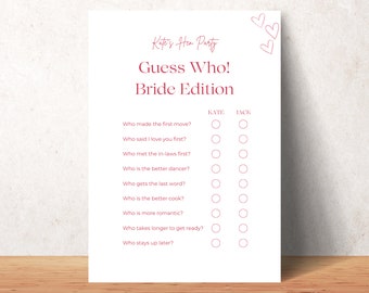 DIGITAL TEMPLATE | Hen Party/Bachelorette Games | Canva Template | Would She Rather Games | Guess Who Game | Wedding Movie Emoji Game