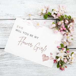 DIGITAL TEMPLATE - Flower Girl Proposal Card | CANVA Template | Will you be my Flower Girl | Rose Gold | Hearts