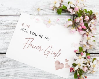 DIGITAL TEMPLATE - Flower Girl Proposal Card | CANVA Template | Will you be my Flower Girl | Rose Gold | Hearts