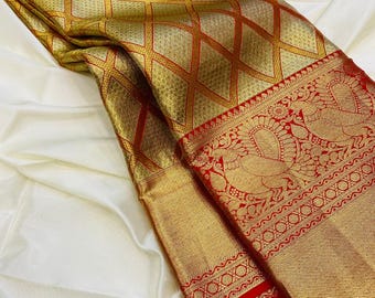 Kanchipuram Handloom Pure Silk Saree: Tissue Silk Wedding Wear