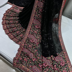 Pure Georgette sarees and Original Kashmiri Kani work and sequence sarwaski work