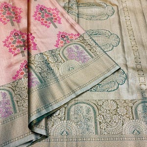 Kanchipuram semi-zijden sari's mooie weefseltype 3 kaarten sari's van goede kwaliteit