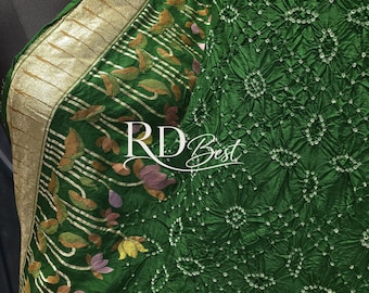 Pure banarasi silk paithani with bandhej designer saree