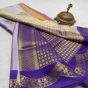 Exclusive Rangkat Mysore Silk Saree, Pure Brocade Weave, 120gsm Thickness
