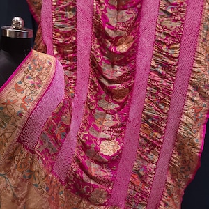 Pure banarasi georgette real zari pichwai design saree with rai bandhej designer saree Best bandhani collection