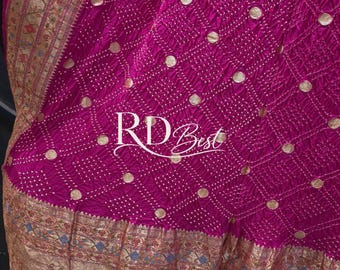 Pure banarasi silk with paithani rai bandhej designer saree