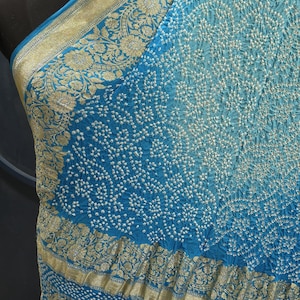 Pure banarasi georgette fancy heavy bandhej real khaddi zari rai bandhej designer saree