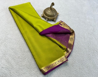 Pure Mysore Silk Sarees  65gsm thickness Elegant small borders with line pallu