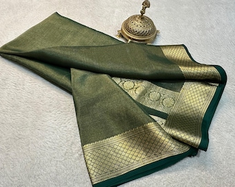 Pure Tissue Mysore Silk Saree: Traditional Border, Contrast Pallu