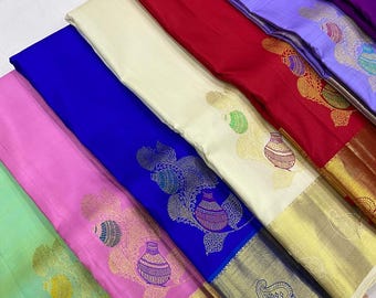 Kanchipuram Handloom Pure Silk Saree: Butta Design