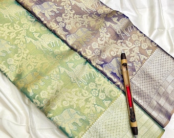 KANCHIPURAM handloom pure silk saree unique tissue  type saree collections