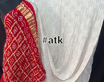 Exclusive Designer sarees Pure gaji silk Gharchola pallu with fine bandhani body part saree