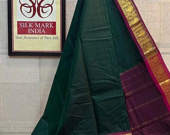 Pure kanchipuram silk Handloom weaving Traditional kanchipuram concept Light weight pure silk Handloom weaving Contrast pallu Pallu colour