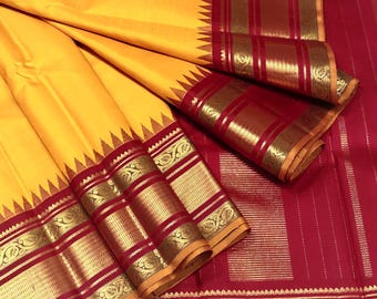 Pure kanchipuram silk sarees handwoven with 2 g pure jari traditional korvai vintage collection