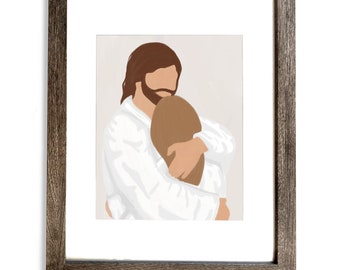 Personalized Jesus Christ Hugging Painting