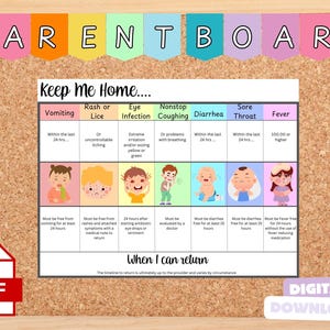 Daycare Stay Home Poster, Child Illness Poster, Sick Poster Bulletin Board