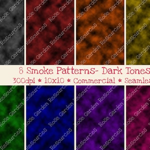 8 Smoke Patterns Dark Colors Digital Seamless Paper Bundle, Commercial ...