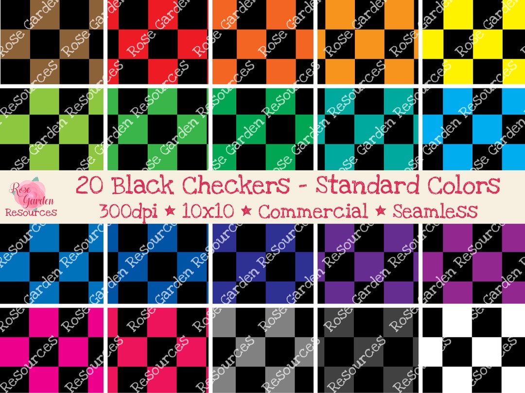 20 Checkers Black Standard Colors Digital Seamless Paper Bundle