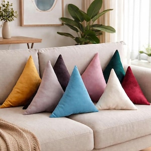 Triangle Velvet Pillow: Geometric Decorative Cushion