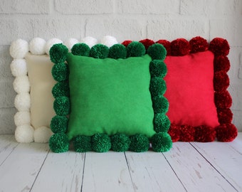Pom Pom Velvet Pillow Cover: Bohemian Throw Cushion