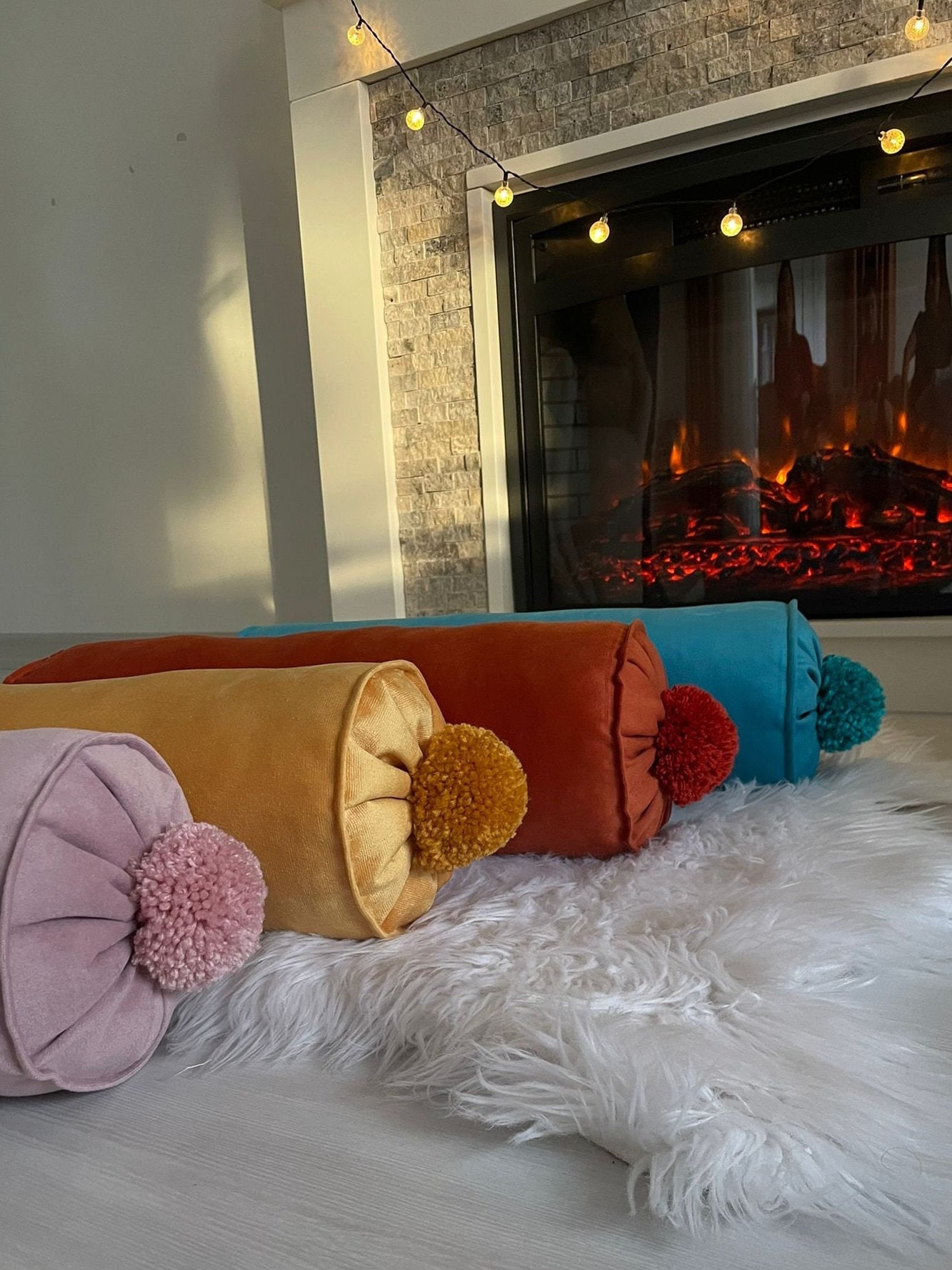 Turquoise bolster pillow top