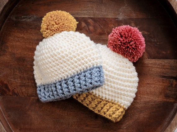Hand Crocheted Pom-Pom Hat Chunky Crochet Pom Pom Beanie | Handmade Winter Hat - Etsy main image 2