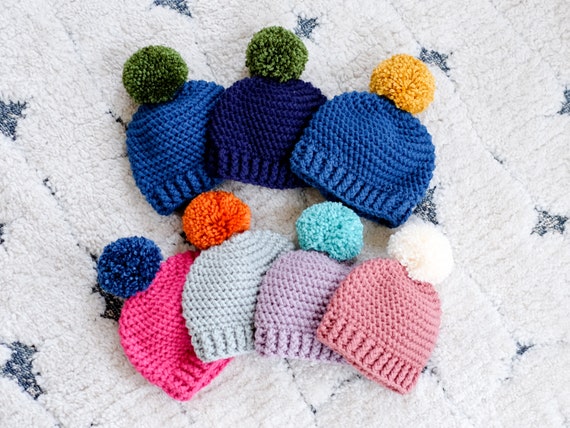 Winter Hat Colorful, Crochet Pom Pom Hat, Handmade Beanie  display picture 1