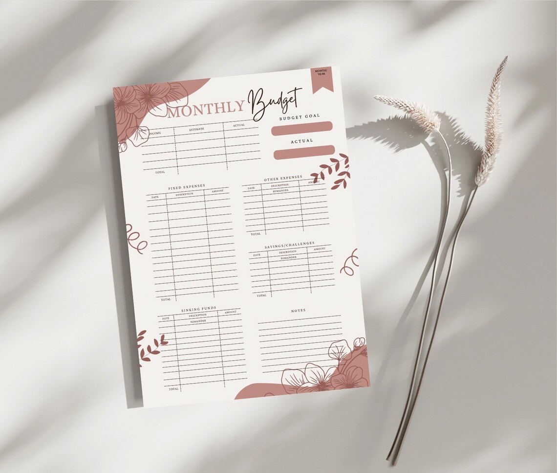 Monthly Budget Sheet Printable Budget Sheet Monthly Budget Planner ...