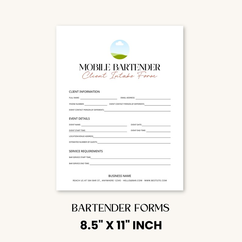 Mobile Bar Forms Bundle, Editable Mobile Bar Contract / Agreement ...
