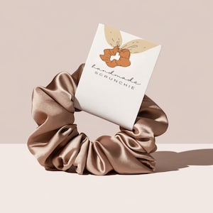 Afdrukbare scrunchie-hangtags, bewerkbare scrunchie-tag, aanpasbare tag voor scrunchie Business, canva-sjabloon, Instant Download